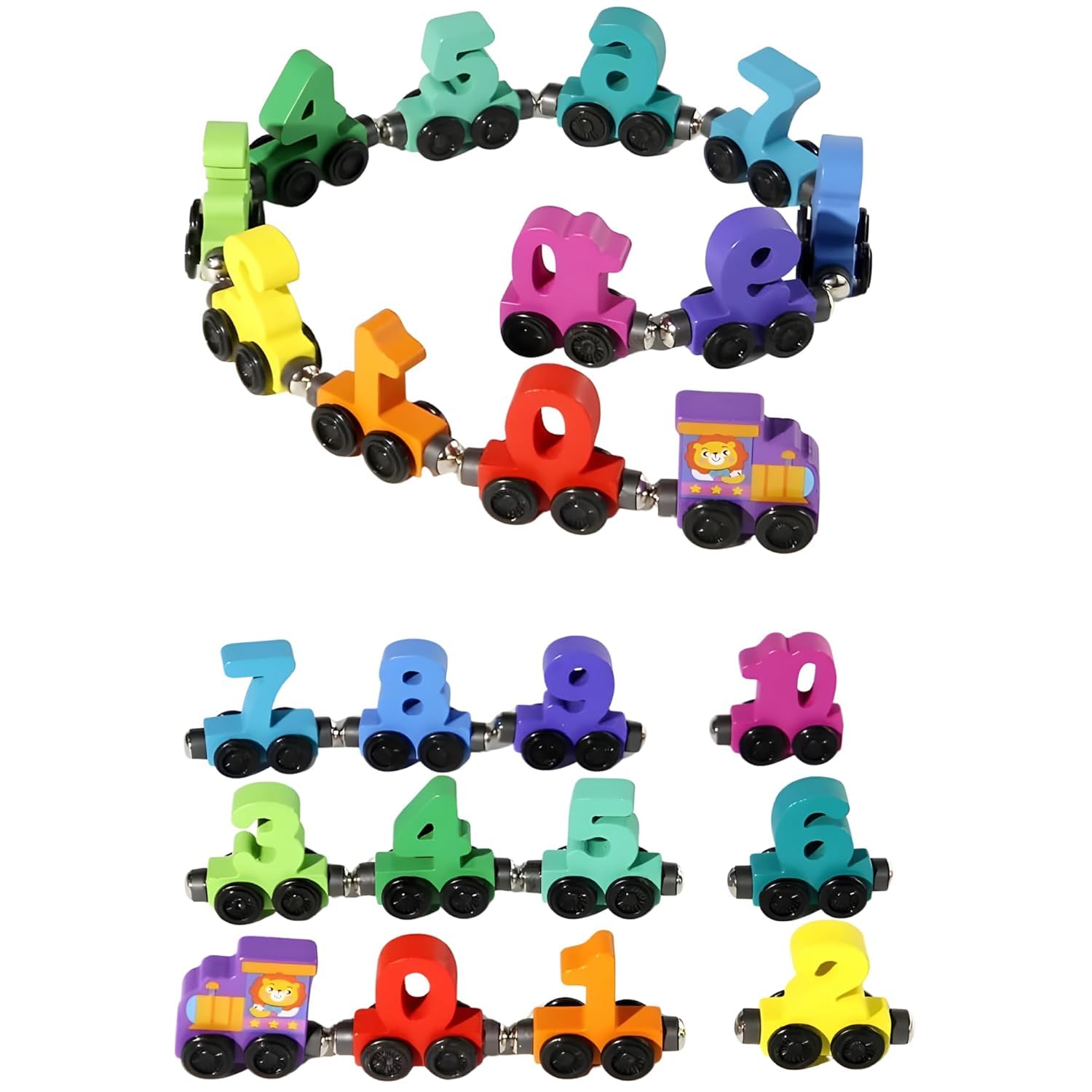 GIGGLEVERSE Wooden Magnetic Number Train Set for 1-3 Year Olds